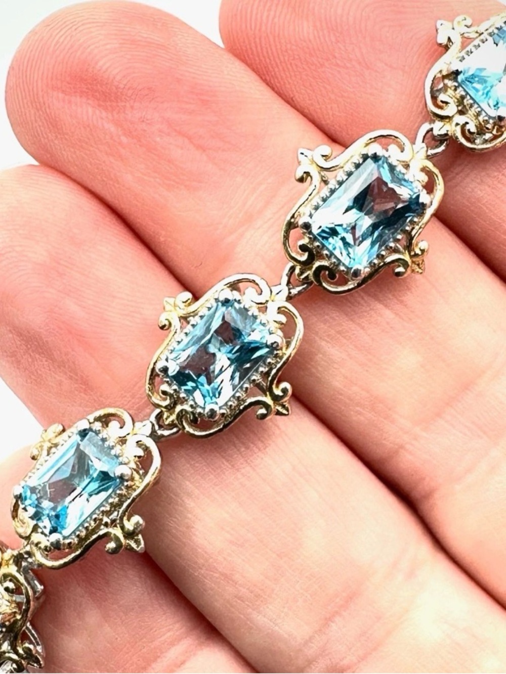 Chuck Clemency STS Blue Topaz Sterling Silver Bracelet - Picture 7 of 11